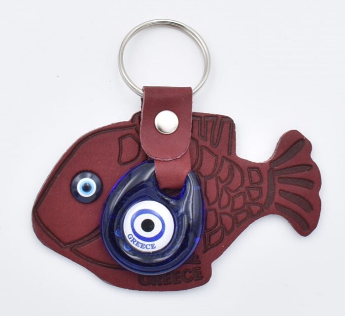 Μπρελόκ  Δερμάτινο Ψάρι με Μάτι & Ακρόπολη – Greece - Image 6