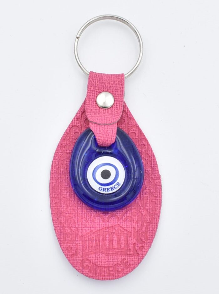 Μπρελόκ  Δερμάτινο Ανάγλυφο Μοτίβο Σπείρα με Μάτι & Ακρόπολη – Greece - Image 6