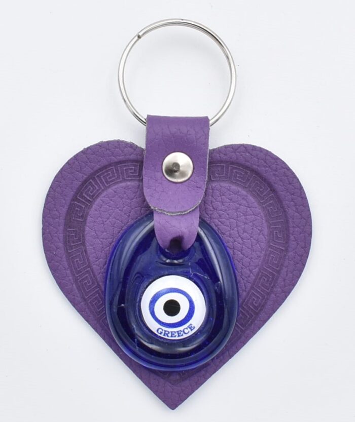 Μπρελόκ  Δερμάτινο Καρδιά με Μάτι & Ακρόπολη – Greece - Image 7