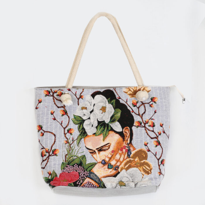 Τσάντα Ώμου – Παραλίας Υφαντή Φρίντα Κάλο – Frida Kahlo - Image 2