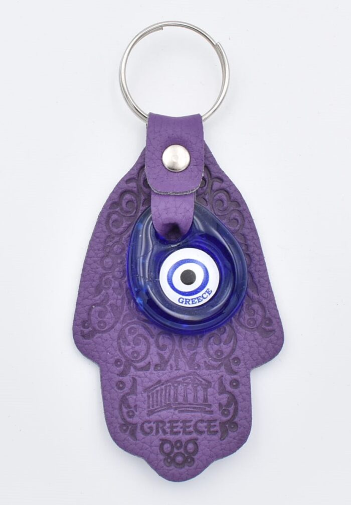 Μπρελόκ  Δερμάτινο Χέρι Φατμά με Μάτι & Ακρόπολη – Greece - Image 8