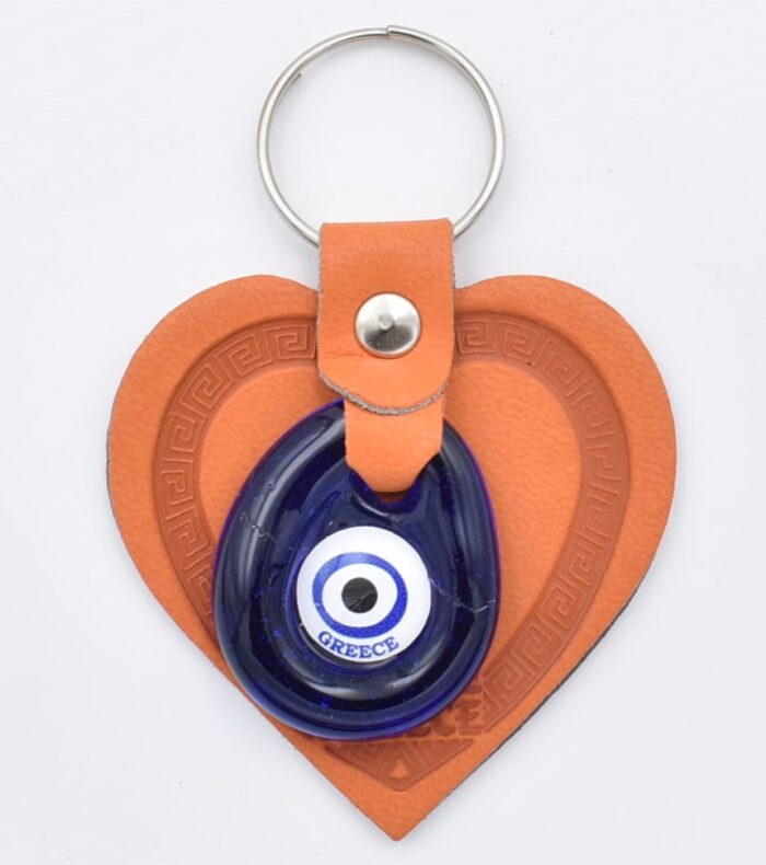 Μπρελόκ  Δερμάτινο Καρδιά με Μάτι & Ακρόπολη – Greece - Image 8
