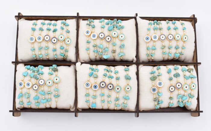 Βραχιόλι με Μάτι και Τυρκουάζ Χάντρες - Image 2