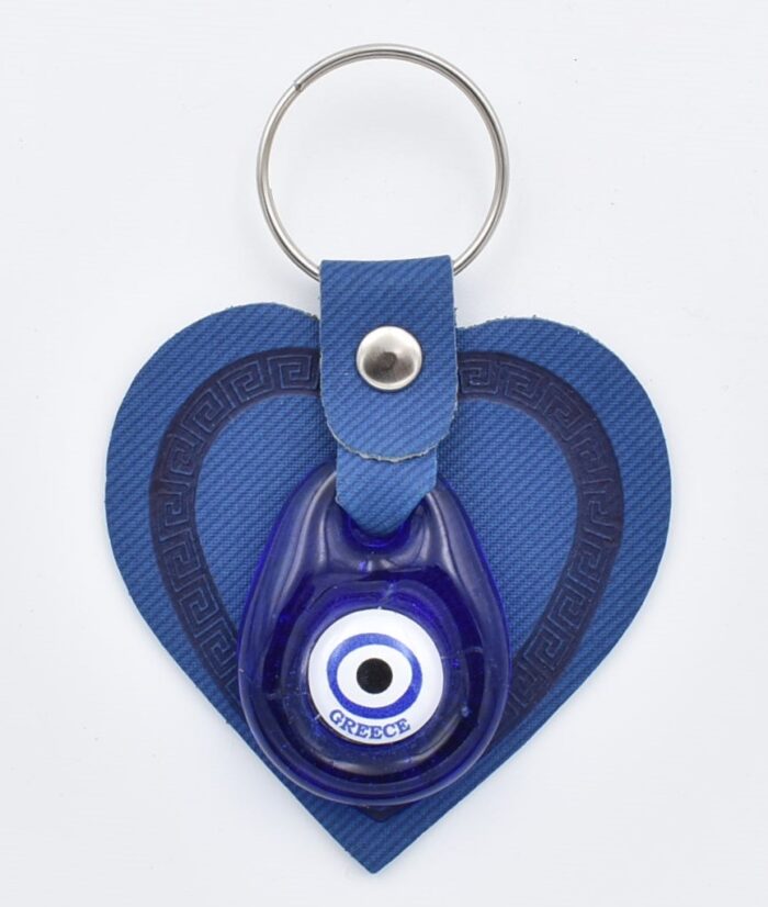 Μπρελόκ  Δερμάτινο Καρδιά με Μάτι & Ακρόπολη – Greece - Image 9