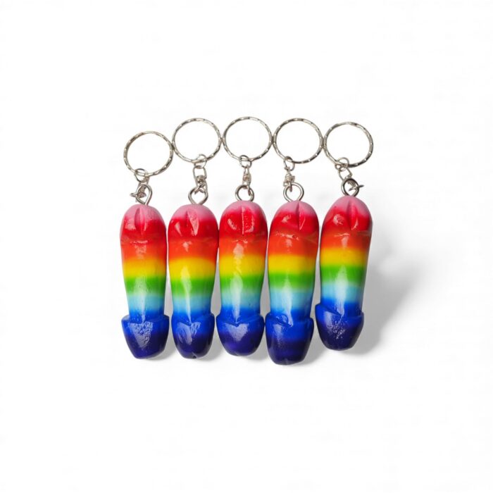 Μπρελόκ Ξύλινος Φαλλός Πολύχρωμο Ουράνιο Τόξο - Image 4