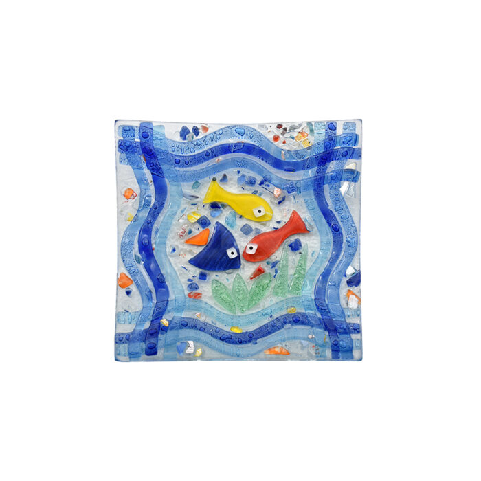 Φυσητό Τετράγωνο Πιάτο Γυαλιού με Θαλασσινά & Καλοκαιρινά Μοτίβα - Image 5