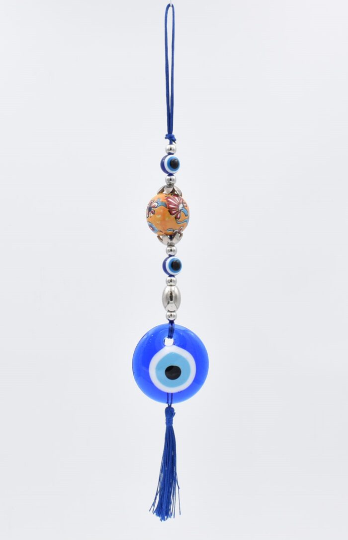 Μάτι Γούρι Κρεμαστό με Πορτοκαλί  Κεραμική Μπίλια - Image 2