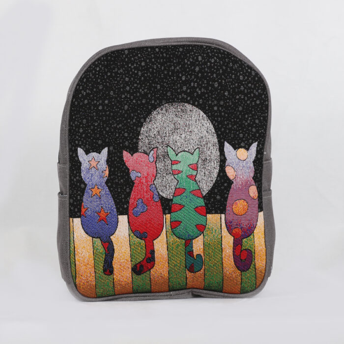 Τσάντα Πλάτης Υφαντή με Γάτες - Image 2