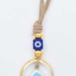 Κρεμαστό Γυάλινο Μάτι  με Χρυσή Ρίγα