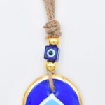 Κρεμαστό Γυάλινο Μάτι με Χρυσή Ρίγα