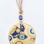 Κρεμαστό Γυάλινο Μάτι  με Χρυσή Ρίγα