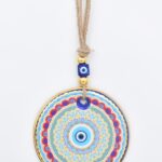 Κρεμαστό Γυάλινο Μάτι  με Χρυσή Ρίγα