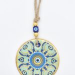 Κρεμαστό Γυάλινο Μάτι  με Χρυσή Ρίγα