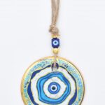 Κρεμαστό Γυάλινο Μάτι  με Χρυσή Ρίγα