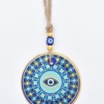 Κρεμαστό Γυάλινο Μάτι  με Χρυσή Ρίγα