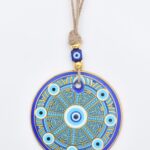 Κρεμαστό Γυάλινο Μάτι  με Χρυσή Ρίγα