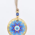 Κρεμαστό Γυάλινο Μάτι  με Χρυσή Ρίγα