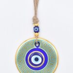 Κρεμαστό Γυάλινο Μάτι Μαίανδρος  με Χρυσή Ρίγα και Κεντρική Χάντρα