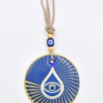 Κρεμαστό Γυάλινο Μάτι  με Χρυσή Ρίγα