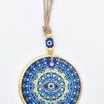 Κρεμαστό Γυάλινο Μάτι  με Χρυσή Ρίγα