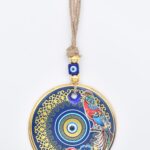 Κρεμαστό Γυάλινο Μάτι  με Χρυσή Ρίγα