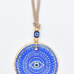 Κρεμαστό Γυάλινο Μάτι  με Χρυσή Ρίγα