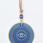 Κρεμαστό Γυάλινο Μάτι  με Χρυσή Ρίγα