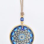 Κρεμαστό Γυάλινο Μάτι  με Χρυσή Ρίγα