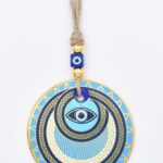 Κρεμαστό Γυάλινο Μάτι  με Χρυσή Ρίγα