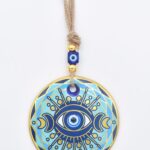 Κρεμαστό Γυάλινο Μάτι  με Χρυσή Ρίγα