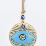 Κρεμαστό Γυάλινο Μάτι  με Χρυσή Ρίγα