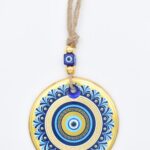 Κρεμαστό Γυάλινο Μάτι  με Χρυσή Ρίγα