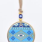 Κρεμαστό Γυάλινο Μάτι  με Χρυσή Ρίγα