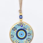 Κρεμαστό Γυάλινο Μάτι με Χρυσή Ρίγα