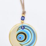 Κρεμαστό Γυάλινο Μάτι  με Χρυσή Ρίγα