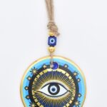 Κρεμαστό Γυάλινο Μάτι  με Χρυσή Ρίγα