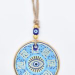 Κρεμαστό Γυάλινο Μάτι  με Χρυσή Ρίγα