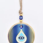 Κρεμαστό Γυάλινο Μάτι  με Χρυσή Ρίγα