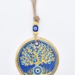 Κρεμαστό Γυάλινο Μάτι με Χρυσή Ρίγα