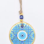 Κρεμαστό Γυάλινο Μάτι με Χρυσή Ρίγα