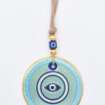 Κρεμαστό Γυάλινο Μάτι με Χρυσή Ρίγα