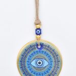 Κρεμαστό Γυάλινο Μάτι με Χρυσή Ρίγα