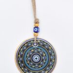 Κρεμαστό Γυάλινο Μάτι με Χρυσή Ρίγα