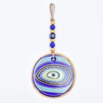 Κρεμαστό Γυάλινο Μάτι  με Χρυσή Ρίγα