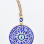 Κρεμαστό Γυάλινο Μάτι με Χρυσή Ρίγα