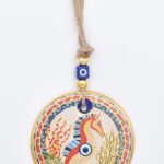 Κρεμαστό Γυάλινο Μάτι με Χρυσή Ρίγα