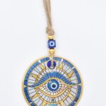 Κρεμαστό Γυάλινο Μάτι με Χρυσή Ρίγα