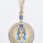 Κρεμαστό Γυάλινο Μάτι με Χρυσή Ρίγα