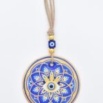 Κρεμαστό Γυάλινο Μάτι με Χρυσή Ρίγα