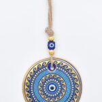 Κρεμαστό Γυάλινο Μάτι με Χρυσή Ρίγα